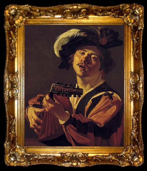 framed  Dirck van Baburen The Lute player., ta009-2